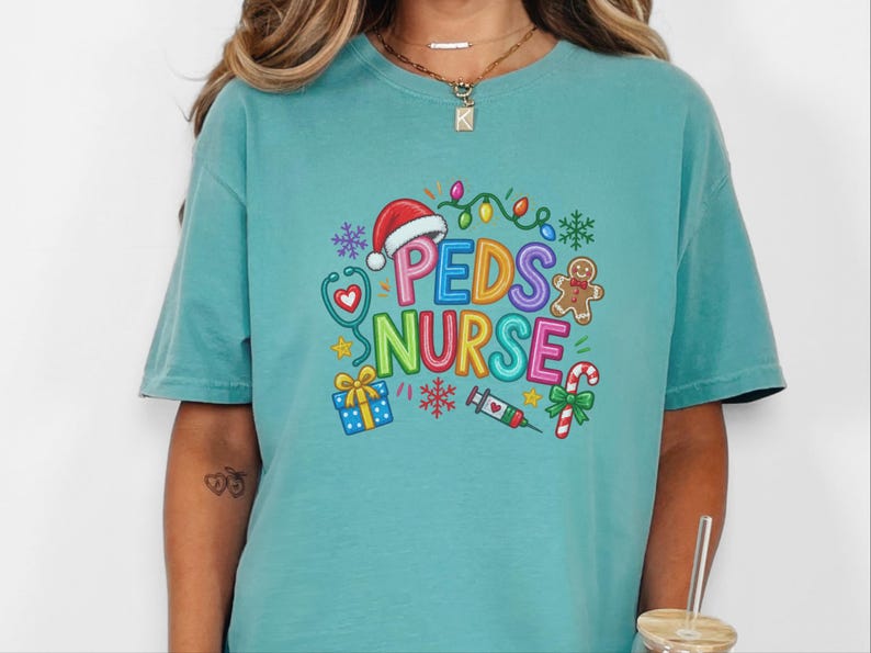 Peds Nurse Christmas Shirt, Pediatric Nurse Holiday Gift, Peds Nurse Tee, Christmas Nurse Top, Pediatric RN Shirt image 1