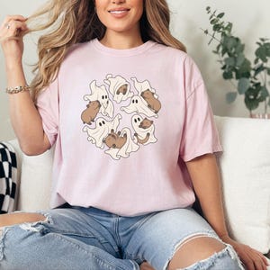 Cute Capybara Shirt, Ghost Playing With Capybara Gift, Spooky Ghost Tee, Rodent Lover Fall Shirt, Halloween Animal Graphic Tee image 4