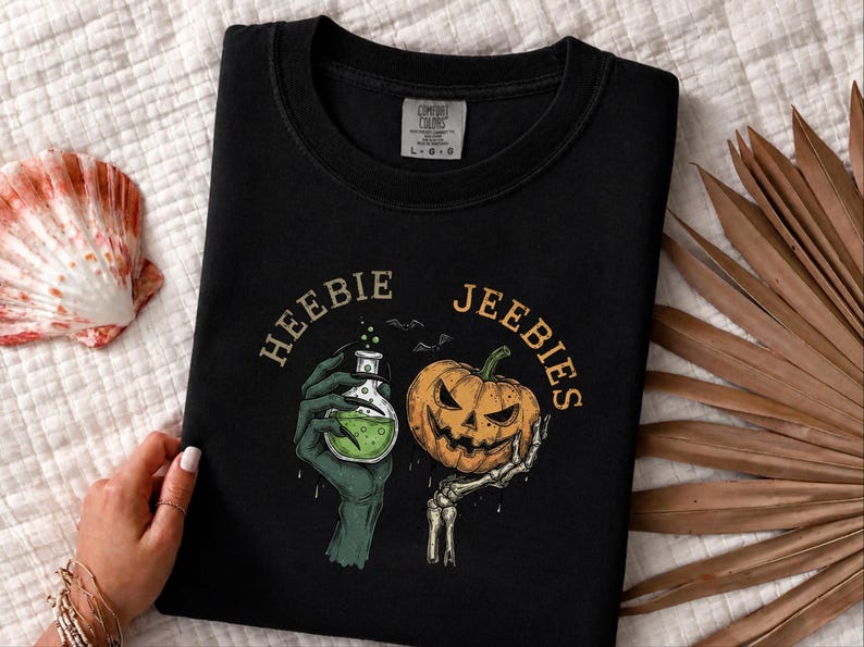 Comfort Colors Halloween Potion Heebie Jeebies Shirt, Witchy Skeleton Hands Tee, Jack O Lantern Spooky Season, Gothic Vintage Fall Graphic image 10