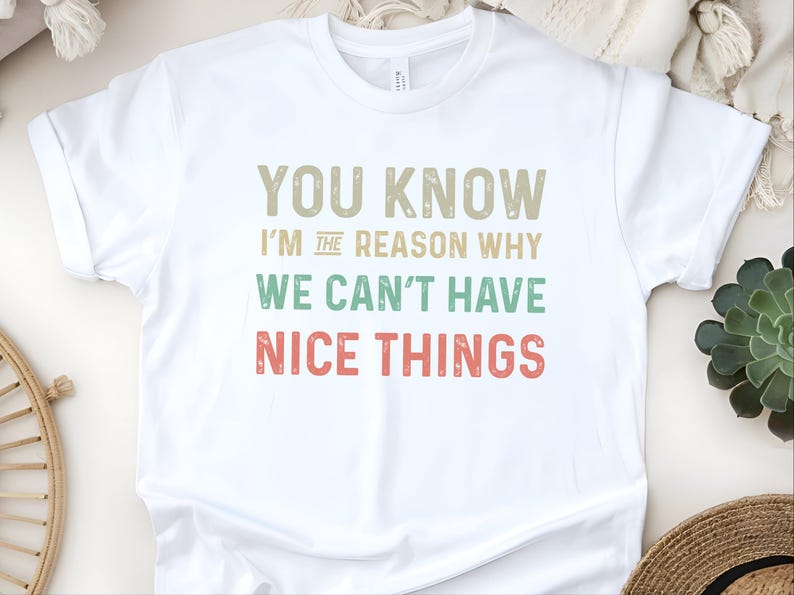 Camiseta sarcástica y divertida / Sabes que yo soy la razón por la que podemos y no podemos tener cosas bonitas, regalo de humor torpe, No puedo tener cosas bonitas imagen 6