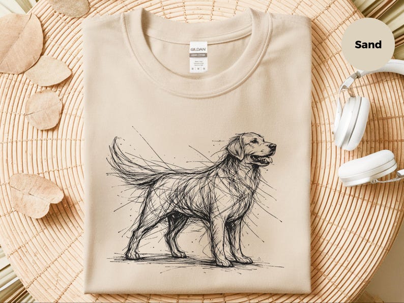 Golden Retriever Shirt | Sketch Canine Tee | Dog Lover Apparel | Puppy Art Print image 1