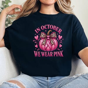 In oktober dragen we roze shirts, retro T-shirts ter ondersteuning van borstkanker, herfstcadeau met pompoenmotief, Warrior sweatshirt afbeelding 6