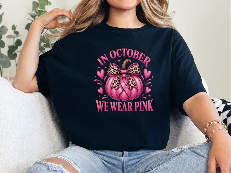 In oktober dragen we roze shirts, retro T-shirts ter ondersteuning van borstkanker, herfstcadeau met pompoenmotief, Warrior sweatshirt afbeelding 6