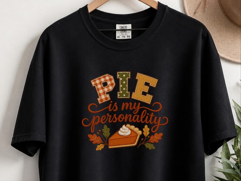 T-shirt voor taartliefhebbers, Thanksgiving-shirt, grappig cadeau voor foodies, herfstshirt, sweatshirt met de tekst "Taart is mijn persoonlijkheid". afbeelding 3