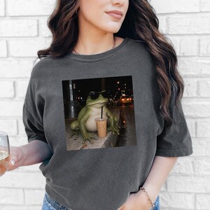 Weird Frog Shirt, Gift for Frog Lover, Sarcastic Coffee Lover, Funny Animal Meme image 5