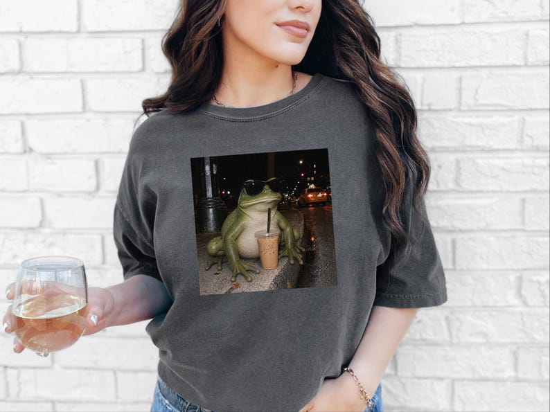 Weird Frog Shirt, Gift for Frog Lover, Sarcastic Coffee Lover, Funny Animal Meme image 5