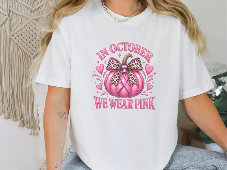 In oktober dragen we roze shirts, retro T-shirts ter ondersteuning van borstkanker, herfstcadeau met pompoenmotief, Warrior sweatshirt afbeelding 5