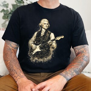Funny Political Tee, Thomas Jefferson Electric Guitar Vintage Portrait, History Teacher Gift, Retro Music Shirt, Gag Gift for Adults image 7