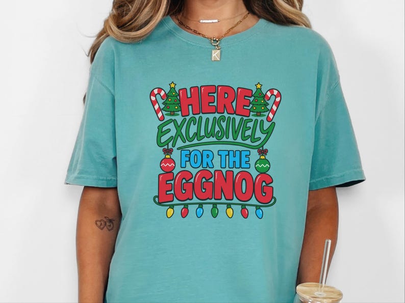 Christmas Eggnog Shirt, Funny Holiday Drinking Tee, Eggnog Lover Gift, Christmas Party Outfit, Holiday Alcohol Shirt image 3