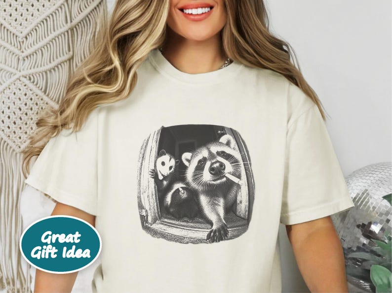 Trash Panda Tee, Raccoon Opossum Skunk Shirt, Feral Animal Top, Possum Lover Gift, Funny Meme Shirt image 7