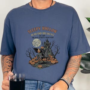 Comfort Colors Headless Horseman Shirt, Sleepy Hollow Dead And Breakfast Tee, Horror Movie Lover Gift, Gothic Haunted House Art image 9