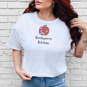 Funny Feminist Bookworm Shirt, Bookworm Bitches Reading Humor Digital Print PNG, Faux Embroidery Design, Booktok Reader Gift image 3