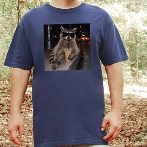 Raccoon Iced Coffee Shirt, Raccoon Lover Gift, Animal Meme Tee, Cool Trash Panda Gift image 5