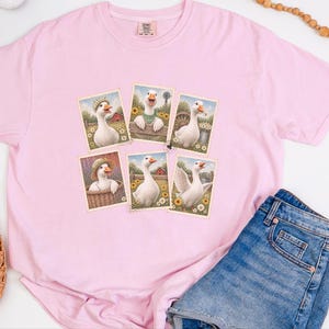 Vintage Goose Postage Stamp Shirt, Cottagecore Farm Animal Gift, Rustic Countryside Tee, Retro Duck Art Shirt image 6