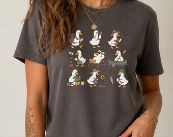 Cadeau voor eendenliefhebbers, shirt voor kampeerliefhebbers, cadeau voor hem tijdens het wandelen, shirt voor buitenliefhebbers, schattig shirt met eend