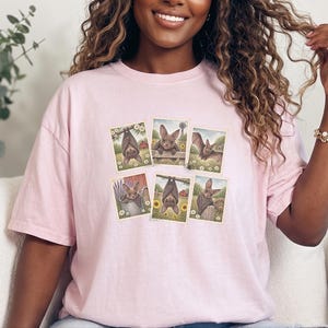 Bat Lover Gift, Vintage Bird Art, Postage Stamp Tee, Cute Bat Shirt, Cottagecore Nature Shirt, Farm Animal Gift image 4
