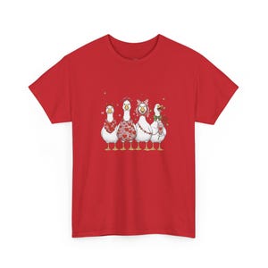 Funny Goose Valentine Shirt, Four Feathery Lovers Apparel, Romantic Gag Gift for Couples, Humorous Farm Animal Love Tee, Valentines Gift image 1