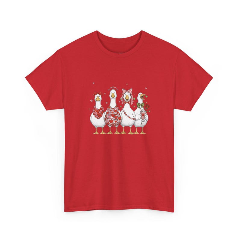 Funny Goose Valentine Shirt, Four Feathery Lovers Apparel, Romantic Gag Gift for Couples, Humorous Farm Animal Love Tee, Valentines Gift image 1