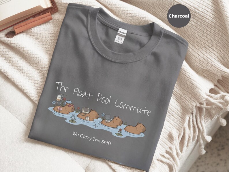 T-shirt voor verpleegkundigen in het drijfbad, grappig T-shirt voor verpleegkundigen met drijfbadthema, Capybara Comfort Colors, cadeau voor medisch personeel in de nachtdienst, Capybara-shirt afbeelding 5