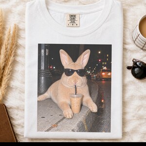 Funny Rabbit Shirt, Iced Coffee Lover Gift, Cool Bunny Mom Shirt, Funny Animal Gift, Rabbit Dad Gift image 7