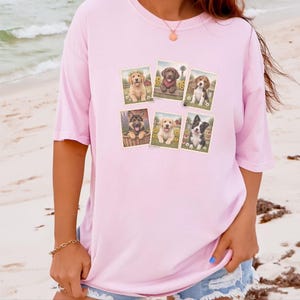 Country Dog Postage Stamp Shirt, Vintage Farm Dog Lover Gift, Cute Puppy Collage Tee, Rustic Animal Art Shirt image 9