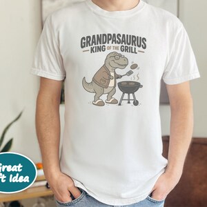 Grandpasaurus King Of Grill Shirt, Father's Day Grandpa Gift, Grill Master Tee, BBQ Lover Shirt, Funny Grandpa T-Shirt image 7