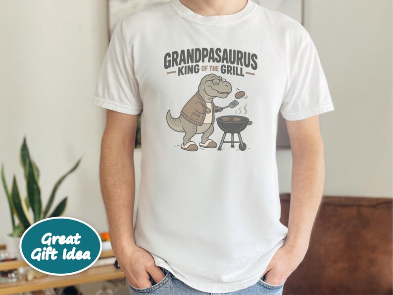 Grandpasaurus King Of Grill Shirt, Father's Day Grandpa Gift, Grill Master Tee, BBQ Lover Shirt, Funny Grandpa T-Shirt image 7