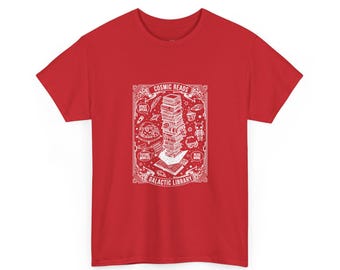 Cosmic Reads Galactic Library T-Shirt: Cats in Space Alien Bookworm Gift for Sci-Fi  and  Literature Lovers, Nerdy Astronaut Cat Apparel