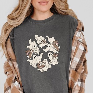 Ghost Rabbit Shirt, Spooky Season Tee, Cute Halloween Bunny Gift, Rabbit Mom Shirt, Ghost Lover Gift image 7