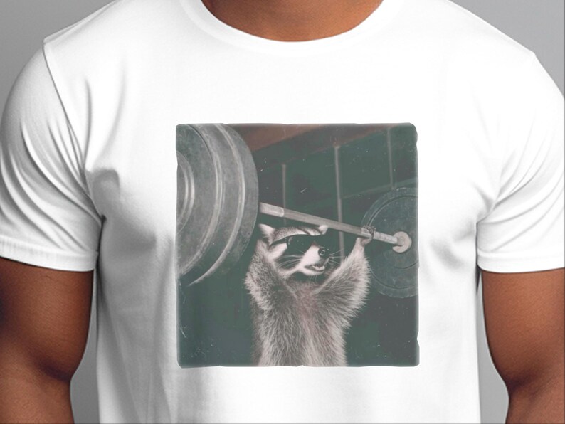 Gym Pumpcover Shirt, Raccoon Bodybuilding Humor Tee, Muscle Mommy Gift, Vintage Graphic Unisex Cotton Blend, Sarcastic Workout Apparel image 6