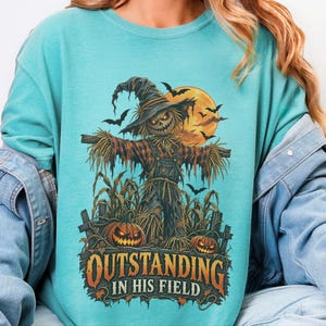 Scarecrow Shirt, Farmer Dad Gift, Dad Halloween Shirt, Spooky Season Shirt, Outstanding In His Field, Funny Halloween Tee image 10
