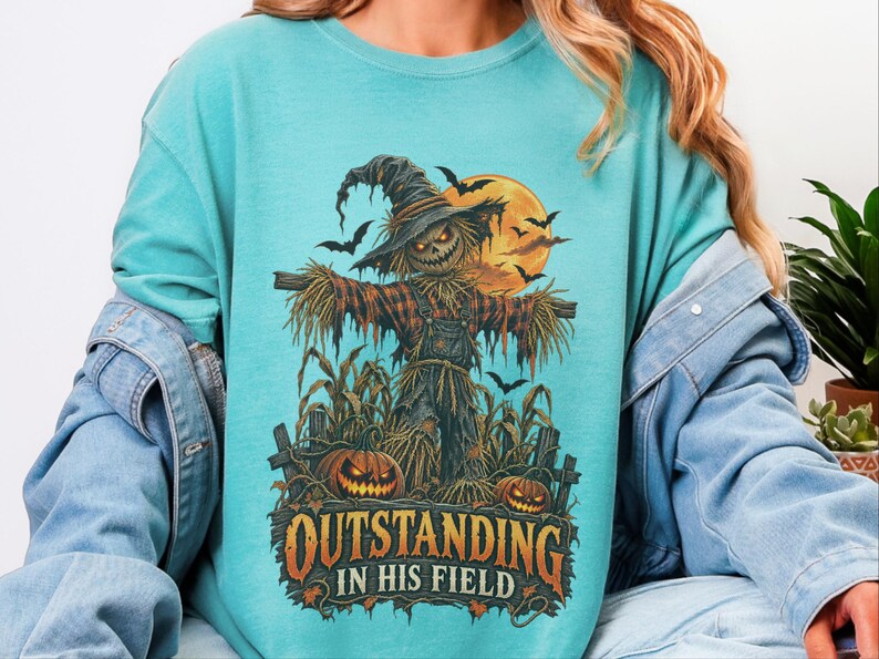 Scarecrow Shirt, Farmer Dad Gift, Dad Halloween Shirt, Spooky Season Shirt, Outstanding In His Field, Funny Halloween Tee image 10