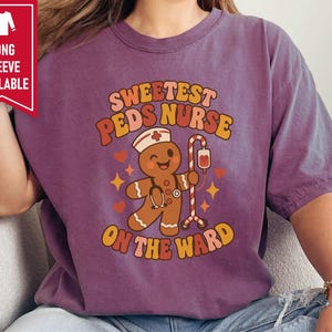 Christmas Pediatrics Nurse Shirt, Festive Nurse Gift, Sweetest Peds Nurse On The Ward, Holiday Medical Crewneck, Pediatric RN Sweater image 9