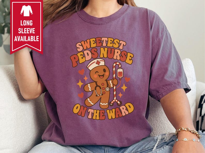 Christmas Pediatrics Nurse Shirt, Festive Nurse Gift, Sweetest Peds Nurse On The Ward, Holiday Medical Crewneck, Pediatric RN Sweater image 9