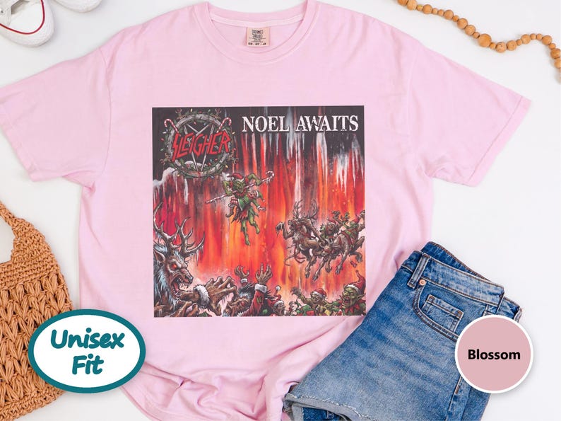 Heavy Metal Christmas Shirt, Death Metal T Shirt, Thrash Metal Tee, Metalhead Gift, Rock Band Merch, Dark Christmas Humor, Slayer Parody image 10