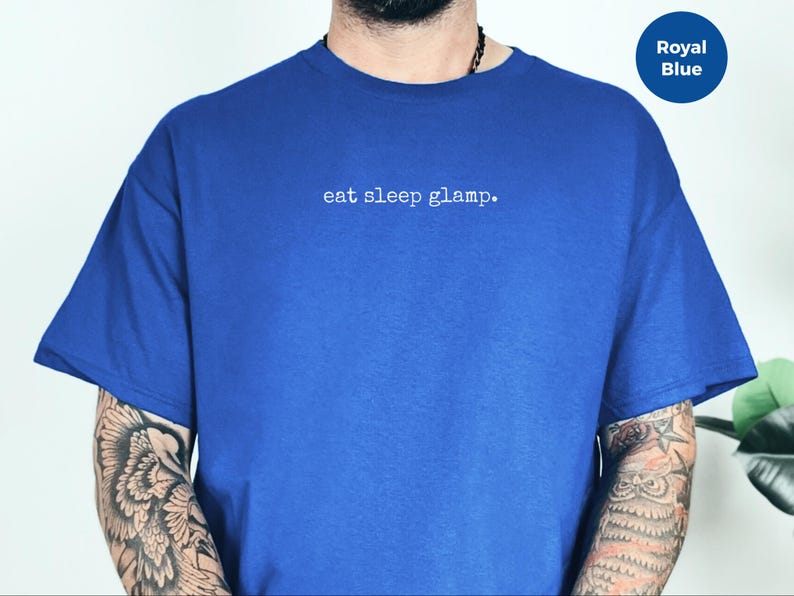 Glamping Trip Shirt, Eat Sleep Glamp Tee, Funny Glamper Gift for Vintage Campervan Lover, Happy Camper Squad, Girls Weekend Adventure Top image 5