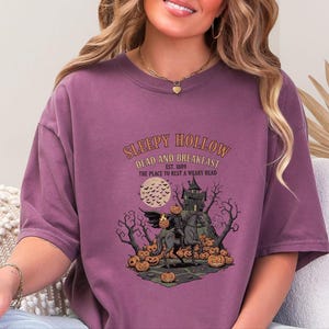 Comfort Colors Headless Horseman Shirt, Sleepy Hollow Dead And Breakfast Tee, Horror Movie Lover Gift, Gothic Haunted House Art image 5
