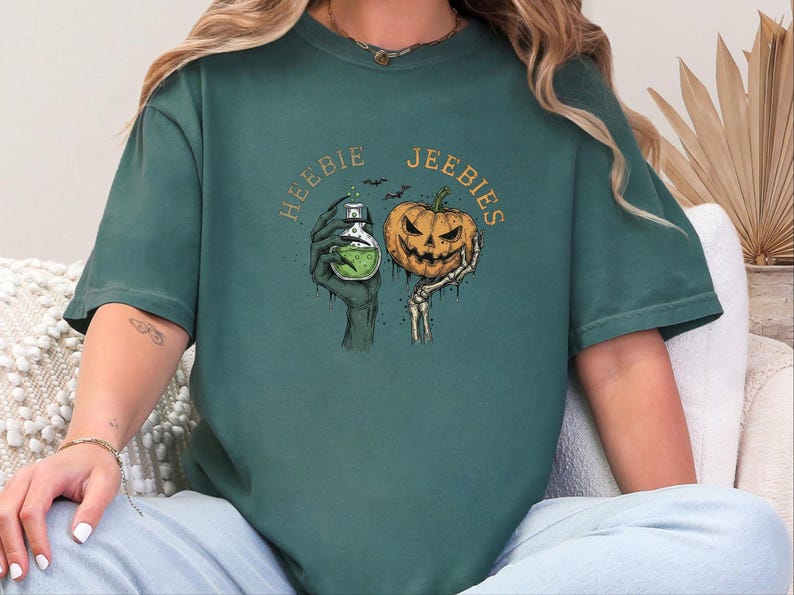 Comfort Colors Halloween Potion Heebie Jeebies Shirt, Witchy Skeleton Hands Tee, Jack O Lantern Spooky Season, Gothic Vintage Fall Graphic image 8