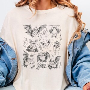 Comfort Colors Cute Bat Art, Cute Bat Illustration Fun Activities Shirt, Whimsical Bat Lover Gift, Funny Halloween Nature Tee, Halloween Bat image 6