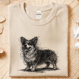 Corgi Shirt, Pembroke Welsh Corgi Sketch Tee, Loaf Dog Apparel, Cute Dog Art image 3