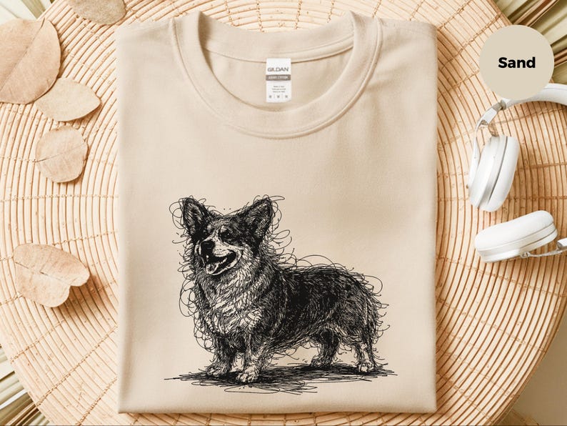 Corgi Shirt, Pembroke Welsh Corgi Sketch Tee, Loaf Dog Apparel, Cute Dog Art image 3
