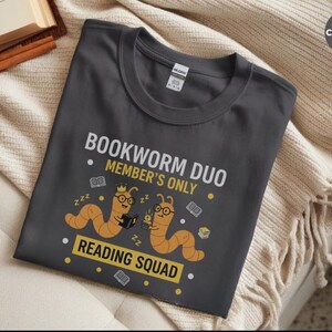 Bookworm Duo Shirt, Book Lovers Shirt, Reading Squad Tee, Book Club Gifts, Literary Nerd Gift, Funny Reading Buddy Apparel, Reading Shirts image 3