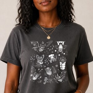 Comfort Colors Cute Bat Art, Cute Bat Illustration Fun Activities Shirt, Whimsical Bat Lover Gift, Funny Halloween Nature Tee, Halloween Bat image 5