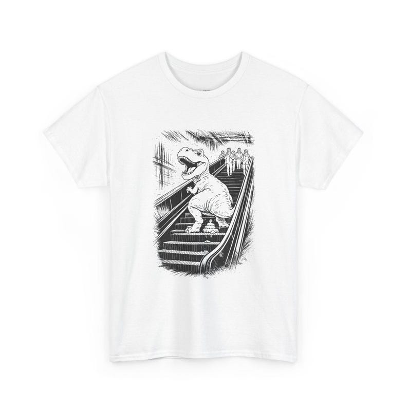 T-Rex Dinosaur Pooping On An Escalator image 1