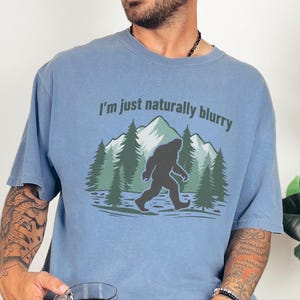 Comfort Colors Big Foot Shirts, Bigfoot Forest Blur Mountain Silhouette, Funny Sasquatch Cryptid Tee, Hiking Lover Gift for Men image 7