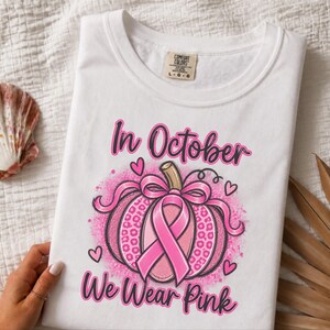 In oktober dragen we een roze shirt, een pompoencadeau ter bevordering van borstkankerbewustzijn, een roze lint-herfstshirt, een hoodie met steunmotief en een shirt voor overlevenden. afbeelding 8