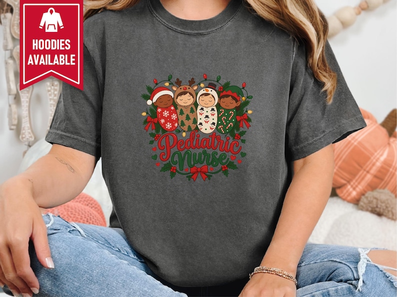 Christmas Pediatric Nurse Shirt, Peds Nurse Christmas Gift, Pediatric Nursing Tee, Nicu Nurse Xmas Top Bild 6