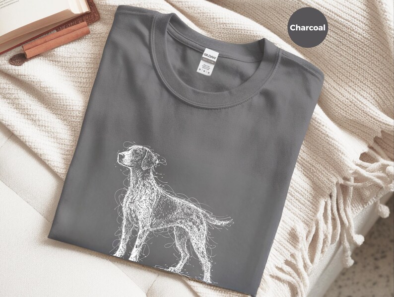 Tysk korthårig pekare, GSP skisskonst-T-shirt | Jaktkläder för K9, Fågelhundfan, Tysk pekare-T-shirt, GSP-T-shirt, Gåva för pekareälskare bild 7