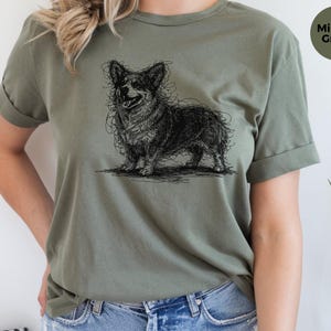Corgi Shirt, Pembroke Welsh Corgi Sketch Tee, Loaf Dog Apparel, Cute Dog Art image 8