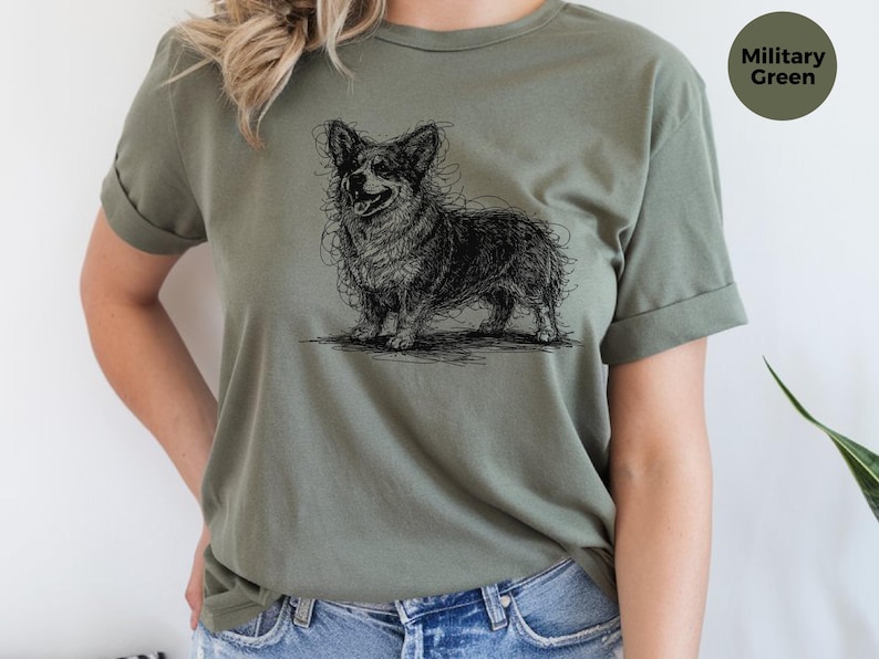 Corgi Shirt, Pembroke Welsh Corgi Sketch Tee, Loaf Dog Apparel, Cute Dog Art image 8